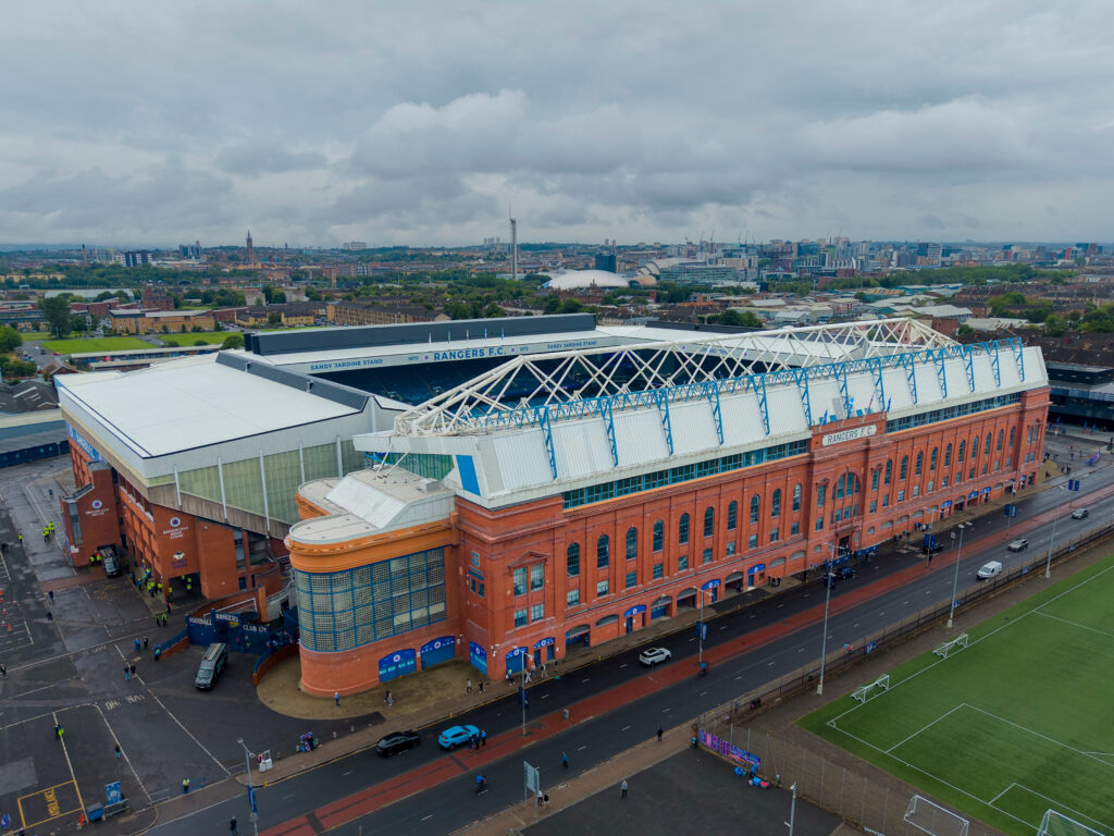 Aerial view of Ibrox Stadium before Rangers v St Mirren
